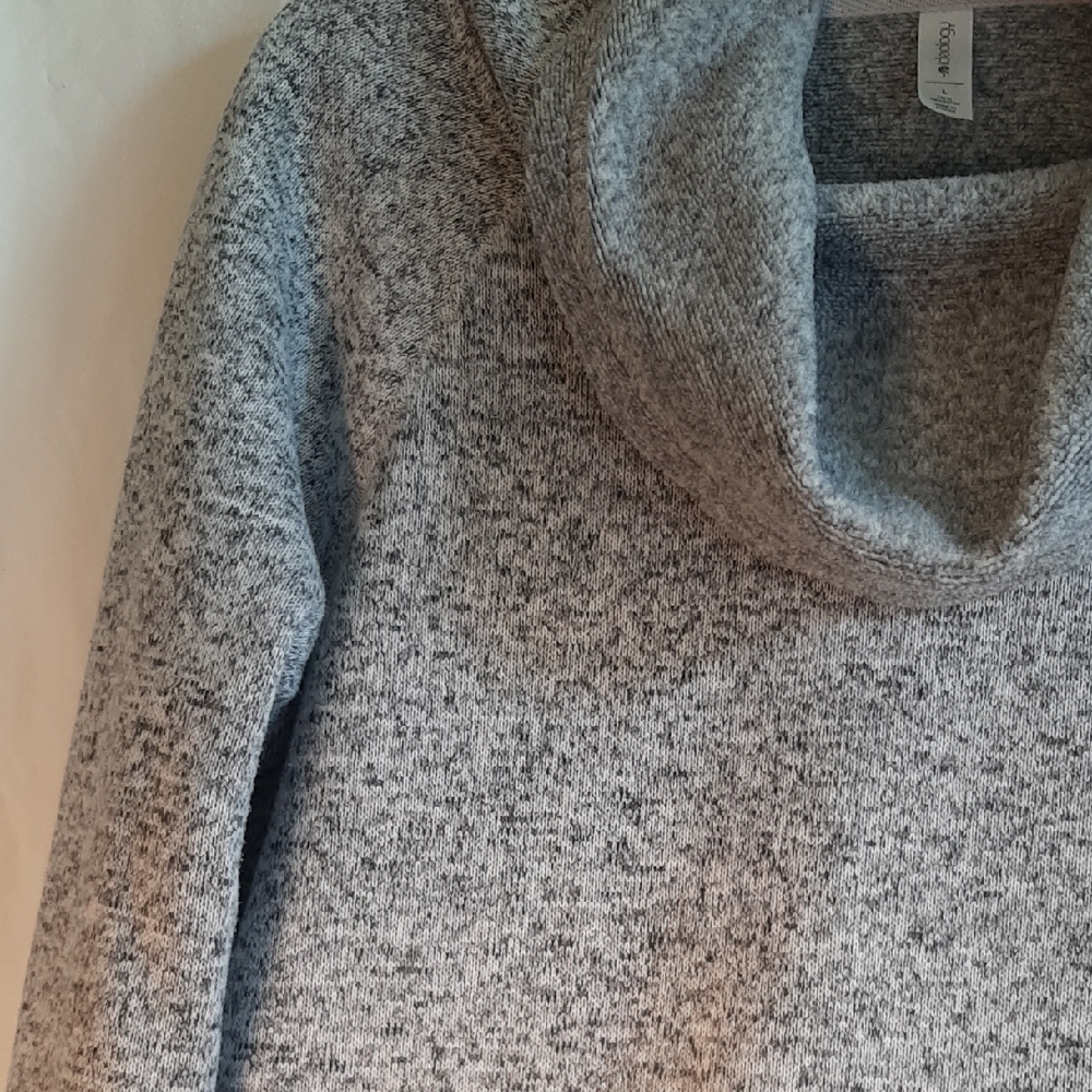 Idealogy White, Dark And Light Grays Cowl Neck Shirt Fleece Lined Women's Sz L - Picture 4 of 14